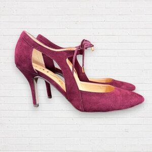 UNISA The Annabelle Pump Suede Ankle Tie Shoes Heels Burgundy Purple 6